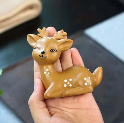 Zisha Tea Pets lovely Deer Purple Clay Tea Play Decor