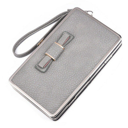 Women's PU Leather Wallet the Long Money Clamps Bag Clip Billfold Card Purse
