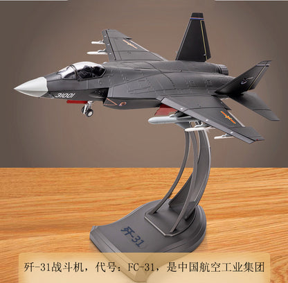 1:24 56CM China J-31 Gyrfalcon Fighter Airplane Diecast Military Aircraft Model