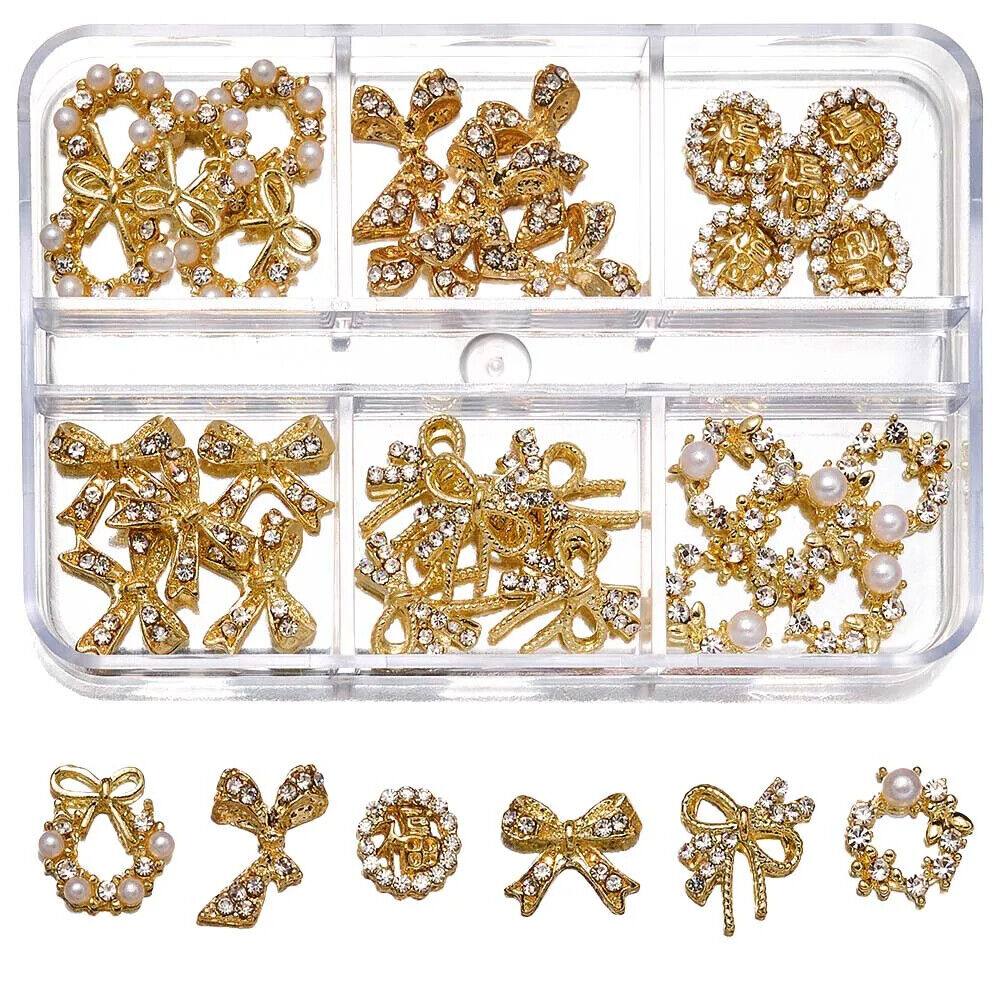 Nail Charms 30Pcs Boxed Luxury Shiny Planet Alloy 3D Art Rhinestones Bling Decor