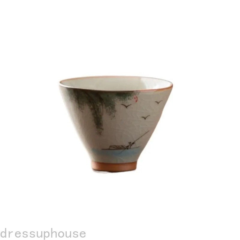 60ml Hand-painted Ceramic Tea Set Chinese Traditional Kung Fu Tasting Tea Cup