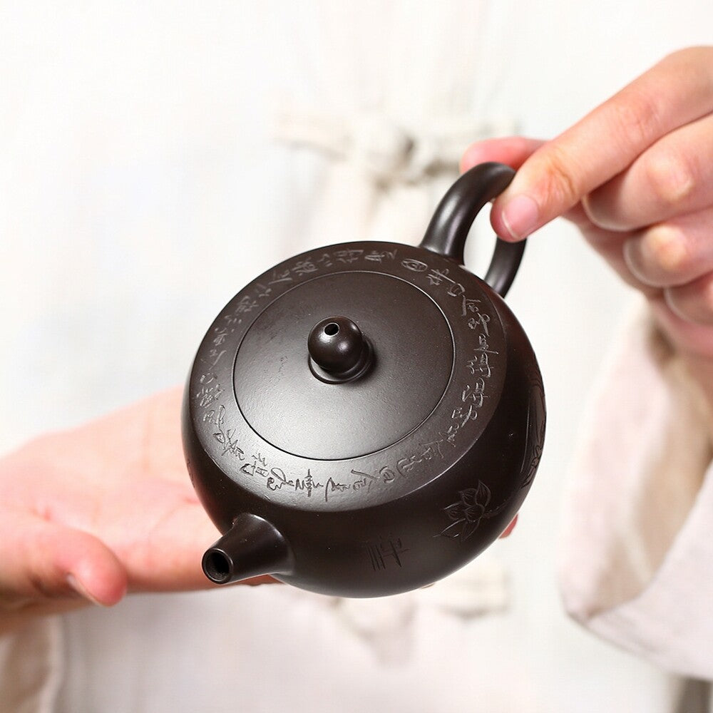 Handmade Tea Pot Rare Original Ore Yixing Zisha Black Zhu Clay Pot Master Marked
