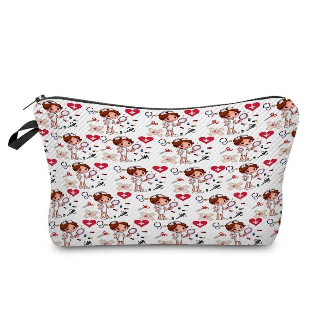 Nurse Pattern Cosmetics Bags Printed Makeup Purse Fashion Toiletry Storage Bags