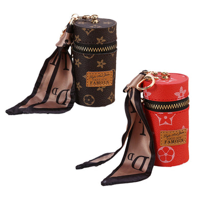 Bucket Lipstick Bag Leather Mini Keychain CharmHandbag Backpack Pendant Storage