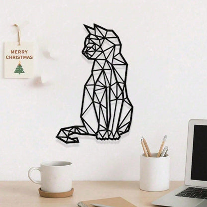 CIFbuy Vintage 3D Iron Cat Wall Art Geometric Metal Sculpture Farmhouse Gift