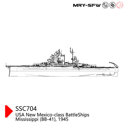 1/350 Model USS New Mexico Class Mississippi (BB-41) 1945 Battleship Full Hull