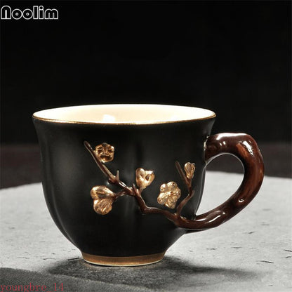 High Quality Ceramic Handpainted Teacups Plum Pattern Master Cup Porcelain