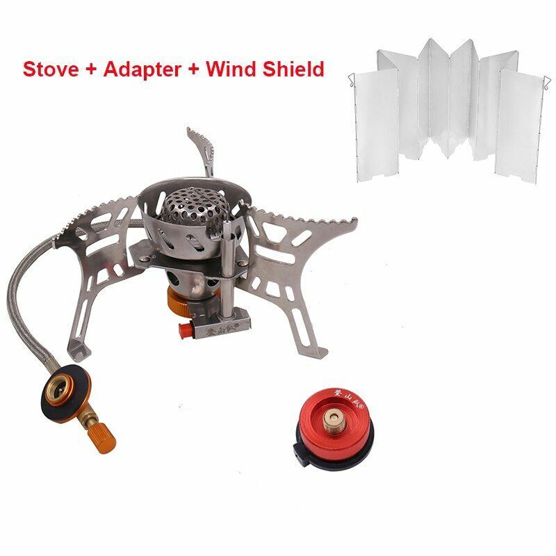 Gas Stove Portable Windproof Camping Outdoor Cooking Foldable Split Burner Steel