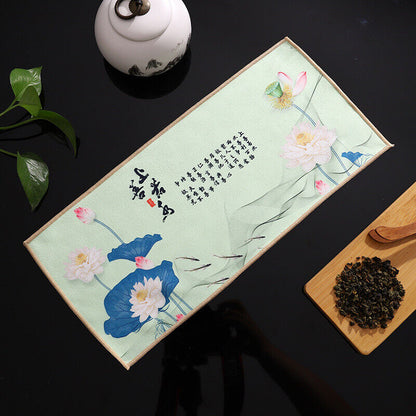 Painted Chinese Style Thick Tea Towel Super Absorbent Tea Cleaning Set Cup Mat.