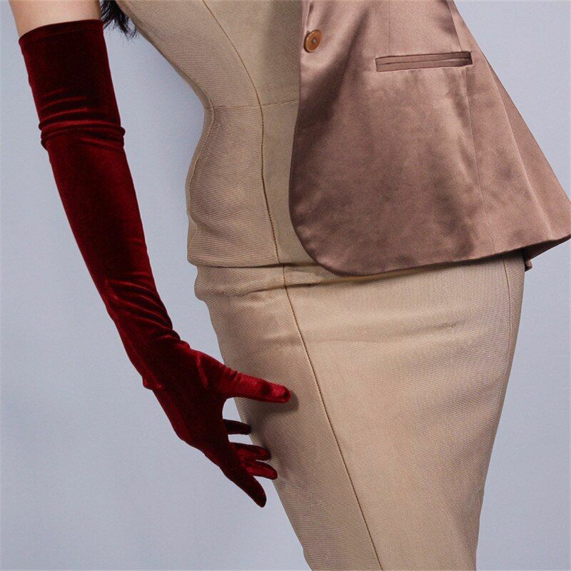 Fashion Velvet Gloves 22/40/50/60/70cm Long Opera Women Elastic Touchscreen Mitt