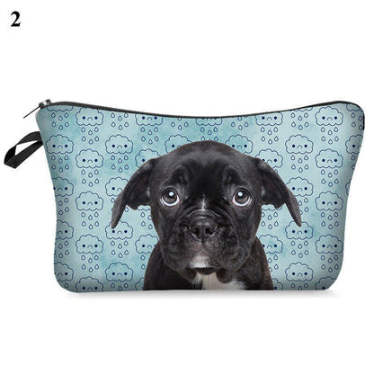 3D Pug Dog Printed Cosmetic Bag Cute Makeup Organizer Bag Travelling Handbag 1PC