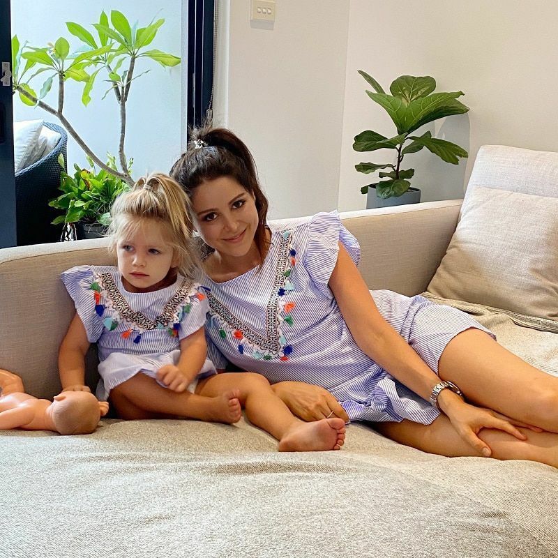 Matching Clothes Newborn Baby Girl Family Mom Daughter Dress Nine Quarter Stripe