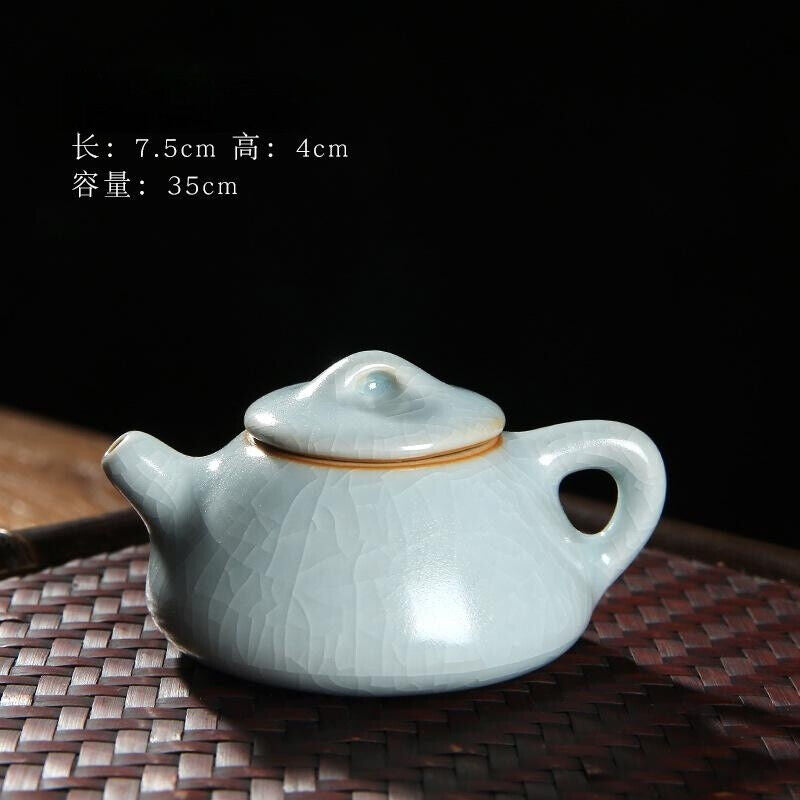 Mini Ru Kiln Teapot Fingertip Pot Small Capacity Ceramic Pocket Pot Tea Pet 60ml
