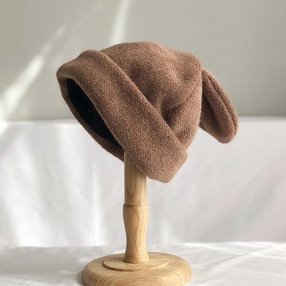 Hats Women Draping Rabbit Ears Rabbit Fur Autumn Winter Knitted Wool Warm Cotton