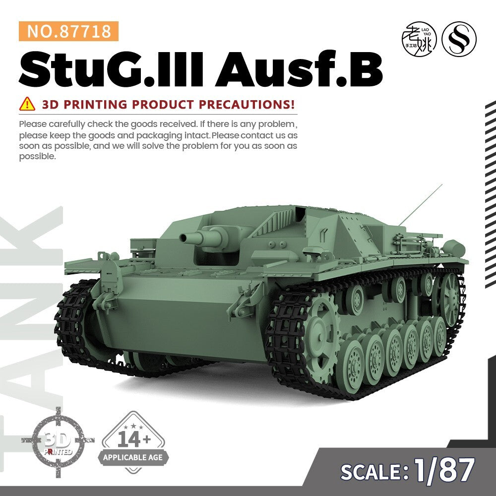 SSMODEL SS87718 1/87 HO Scale Railway Military Model Kit StuG.III Ausf.B
