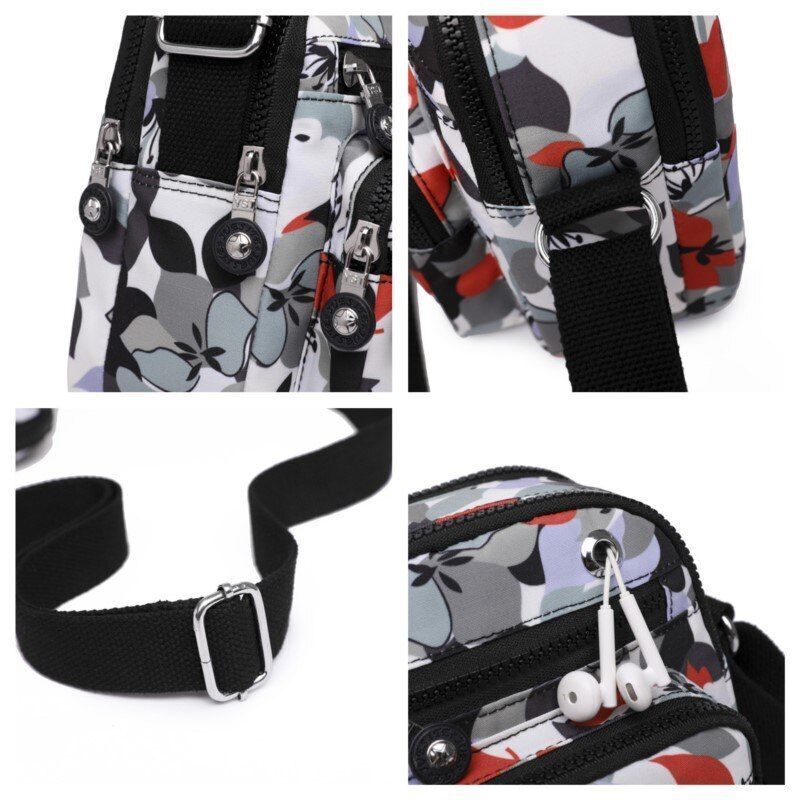 Nylon Printing Shoulder Bags Elegant Crossbody Travel Fashion Zipper Pocket Bag