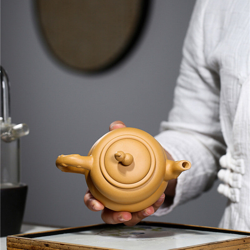 240ml Yixing Handmade Zisha Gourd Teapot Purple Clay Pot Bottle Kung Fu Tea Set