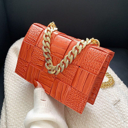 12 Colors Handbag Purse Alligator Pattern Shoulder Bag Women Chain Crossbody Bag