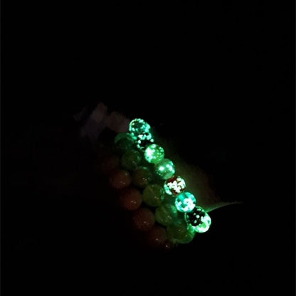 10mm Star Luminous Glazed Bracelet Fluorescent Green Beaded Hand Chain Jewelry