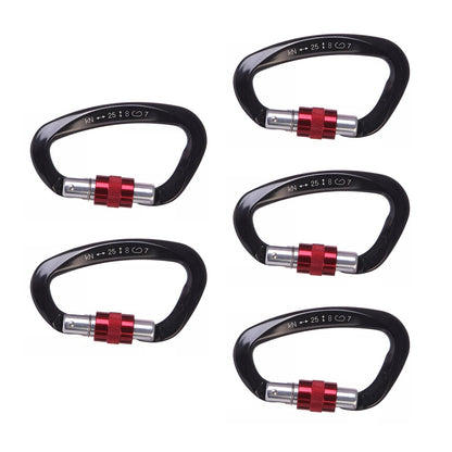 5Pcs Black 25KN Aluminum Carabiner Screw Locking Hook For Climbing Caving uq