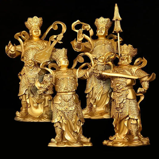 4pc/set Chinese The Four Heavenly Kings Animal Statue Home Buddha Fengshui Decor