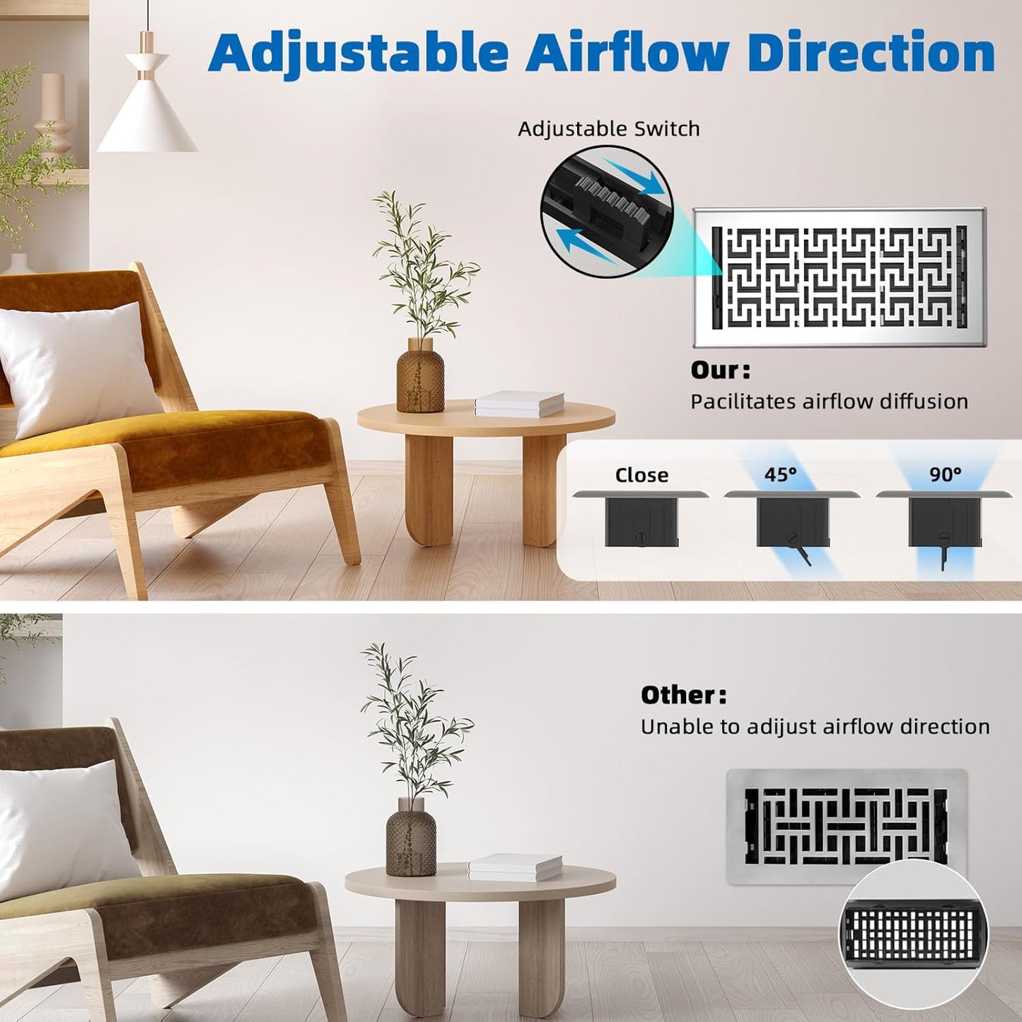 Floor Registers 6X14 Inches - 3 Pack Heavy Duty Walkable Steel Floor Vents Ease