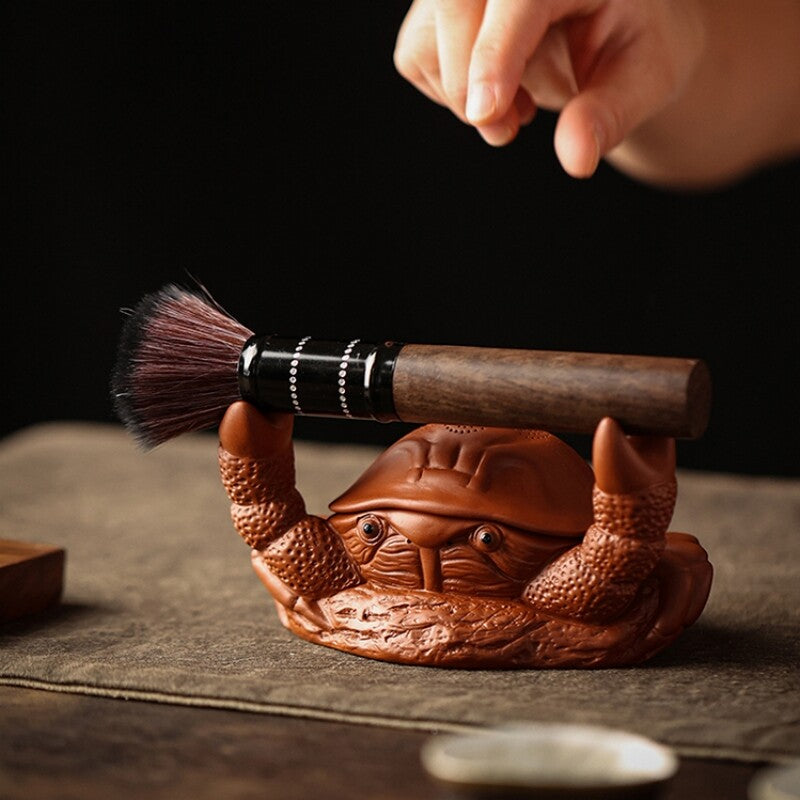 crab statue tea strainer yixing zisha purple clay artware tea pet filter net new