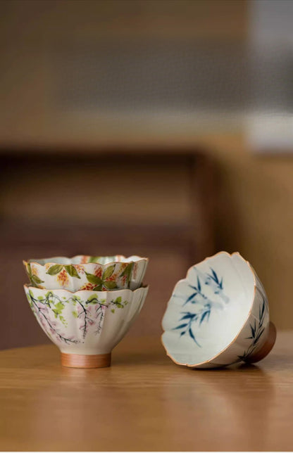 60ML Exquisite Hand-painted Wood Ash Kung Fu Tea Cup Ceramic Tea Cup Tea Set