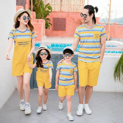 Family Matching Outfit Mother Daughter Dresses Look T-shirt Shorts Couple Casual