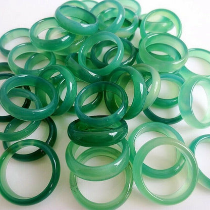10/100pcs Wholesale Natural Agate Ring Jewelry Gemstone Colorful Band Rings Lots