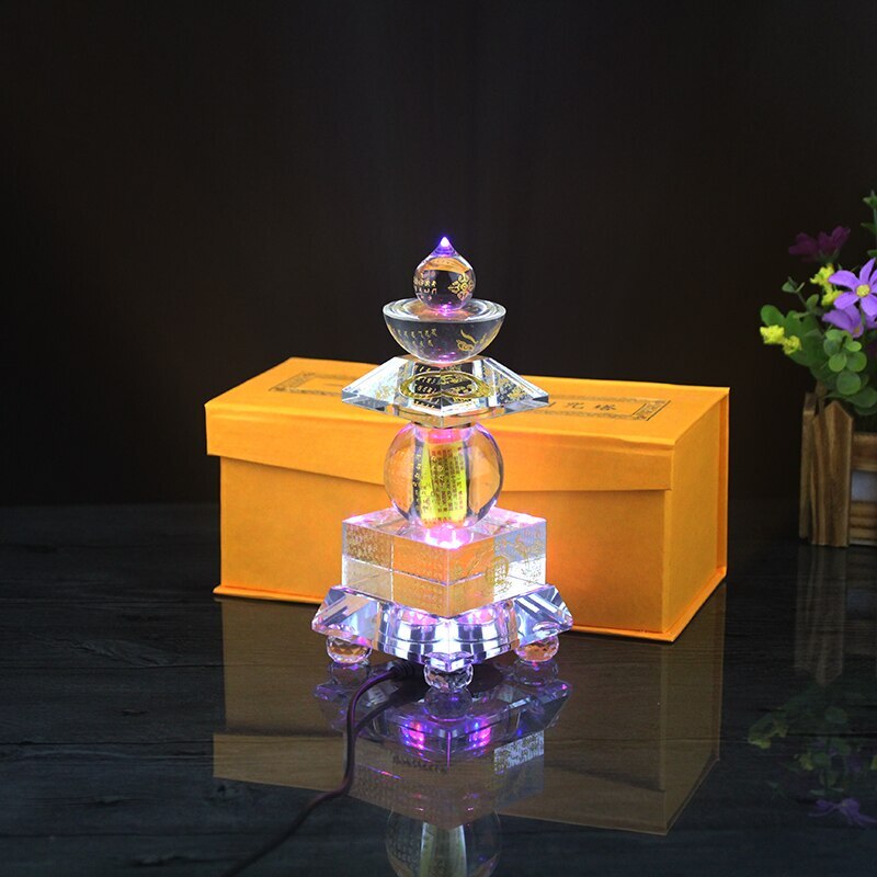 5.1" Buddhism Stupa Pagoda Buddhist Talisman Crystal Buddha Dagoba Tower Statue
