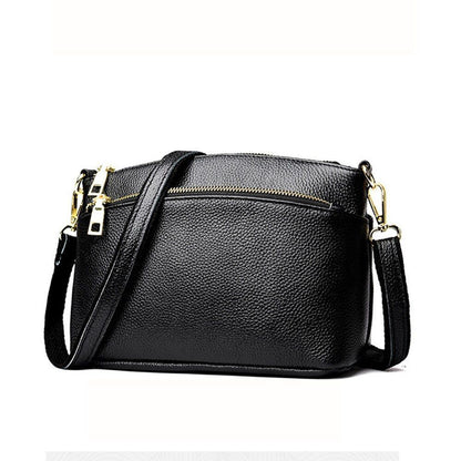 Genuine Leather Bag Women Crossbody Bag Handbag 3 Zippers Cowhide Shell Shape