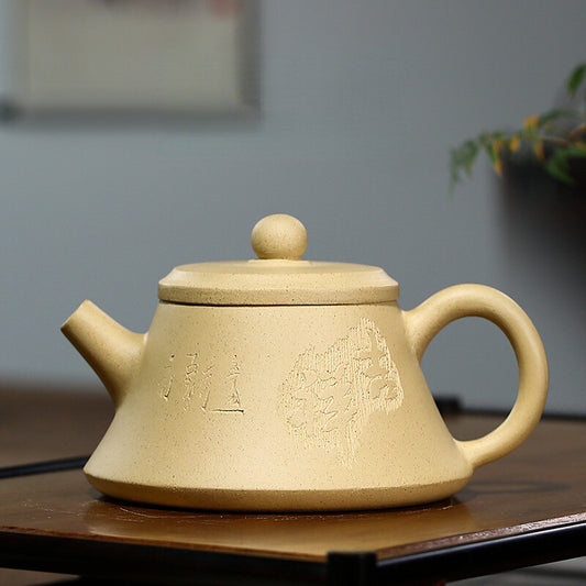 China Yixing Zisha Pottery Green Clay Handmade 180cc Mesh Teapot