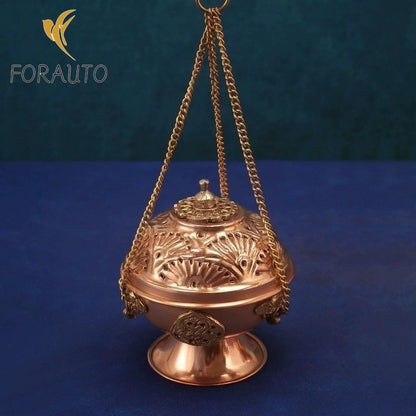 13Cm Tibetan incense burner hanging pure copper incense burner retro engraving -