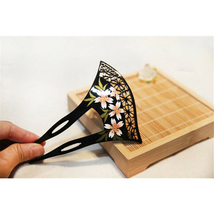 Acrylic Sakura Hollow out Hairpin Comb Kanzashi Japanese for Kimono Geisha Gift
