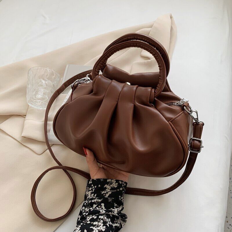 Leather Shoulder Bags Women Ladies Handbags Pleated Tote Bag Bags Cross Body Bag