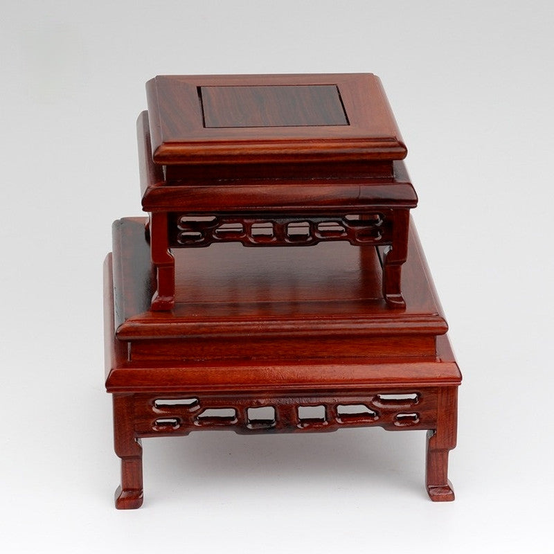 Square Wooden Base Shelf Fish Tank Flower Vase Bonsai Display Pot Stand Tea Tray