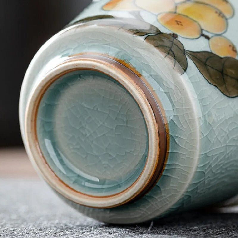Hand-painted Loquat Cover Bowl Ceramic Tea Bowl Hand-painted Kung Fu Tea Set