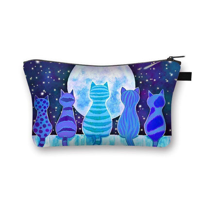 Cute Cat Print Cosmetic Case Makeup Bags Cosmetic Bags Travel Storage Organizers