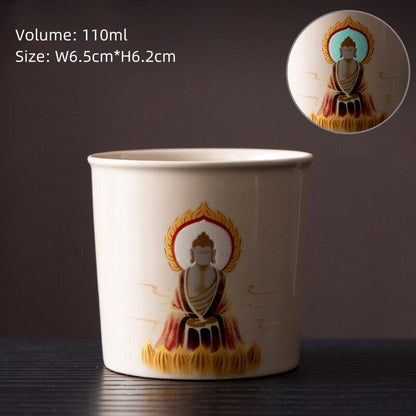 Noctilucent Design Chinese Porcelain Tea Cup Ceramic Buddha Style Master Cup New