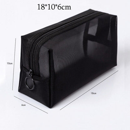 Portable Mesh Transparent Cosmetic Bag Makeup Case Travel Zipper Make Up Pouch