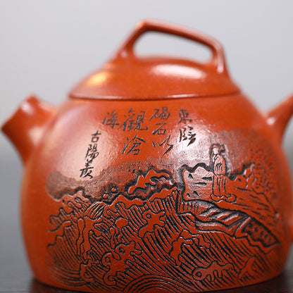 300ml Chinese Original Ore Real Yixing Zisha Jiangpo Clay Tea Pot Hand Carved