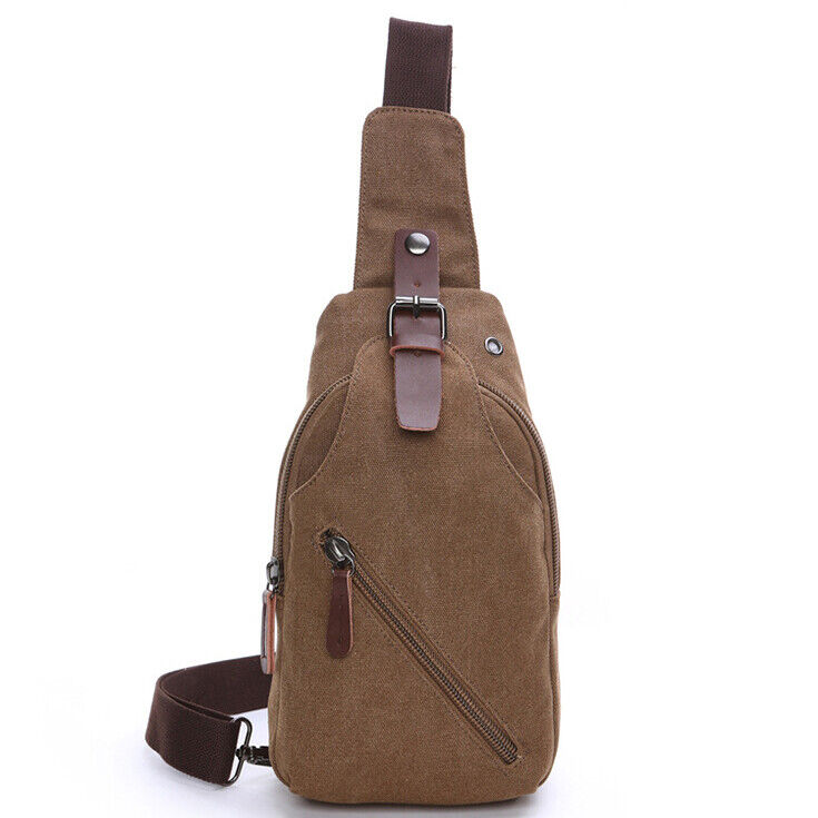Men's Sling Backpack Canvas Crossbody Chest Bag Casual Daypack Outdoor Sport Bag