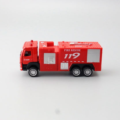 1:72 Diecast Volvo Fire Truck Metal Car Model Toy Pull Back Door Open Gift