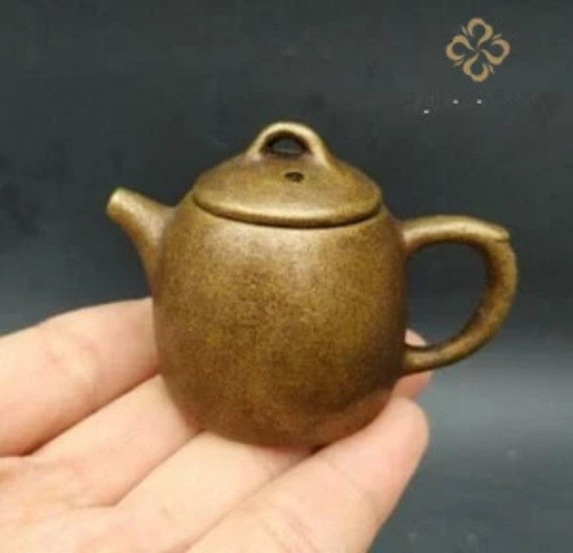 Antique Copperware Collection Copper Brass Plain Teapot Handle Mini Ornaments