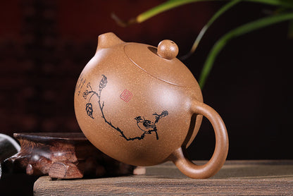 220ml Chinese Yixing Zisha Clay Pottery Handmade Flower Xishi Tea Pot Teapot