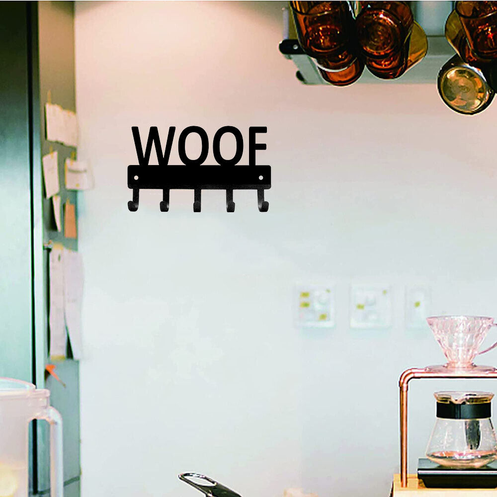 WOOF Dog Key Rack Hanger & Organizer - 6 inch Wide Metal Wall Art