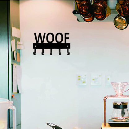 WOOF Dog Key Rack Hanger & Organizer - 6 inch Wide Metal Wall Art
