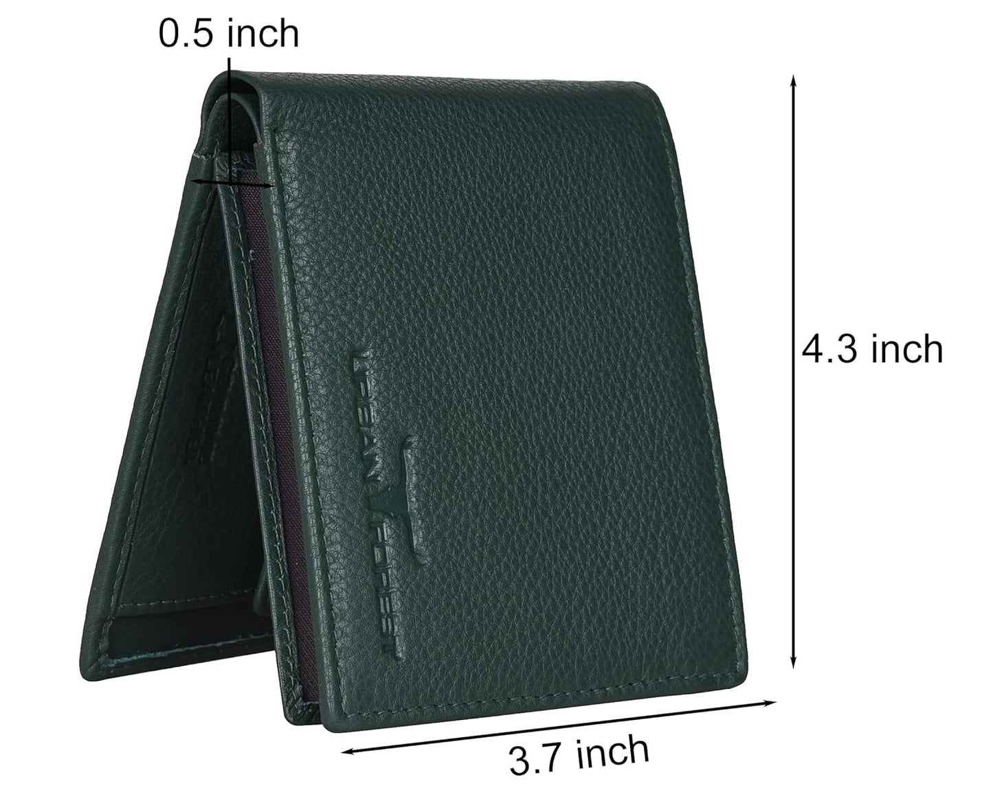 New Green Bi-Fold Leather Men's Wallet RFID Protection Gift Item