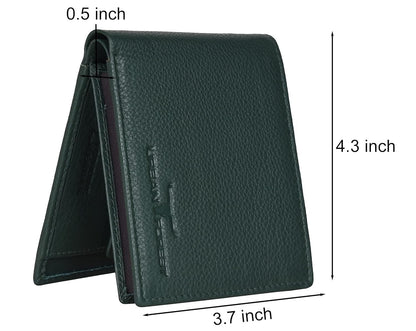 New Green Bi-Fold Leather Men's Wallet RFID Protection Gift Item